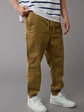 American Eagle Outfitters Mens Tan Khaki Flex Trekker Jogger Pants Size Large